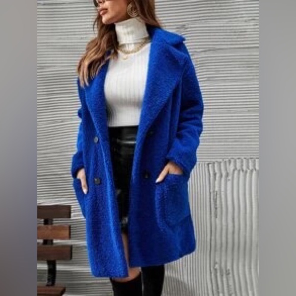 Dual Pocket Drop Shoulder Longline Teddy coat